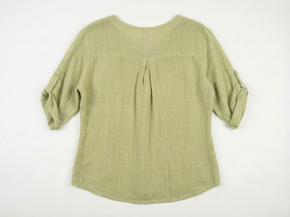ITALIAN WASHED LINEN V-NECK TOP ONE SIZE