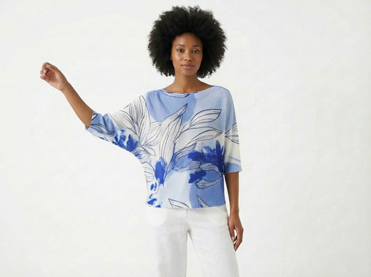 Italian Abstract Batwing Top One Size