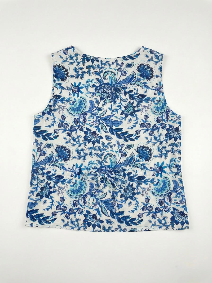 GOUBI: V-Neck Cotton Blouse