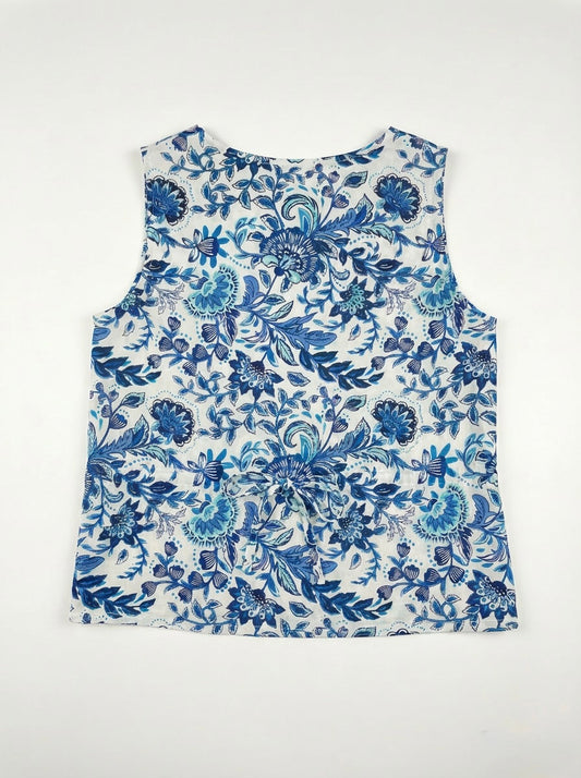 GOUBI: V-Neck Cotton Blouse