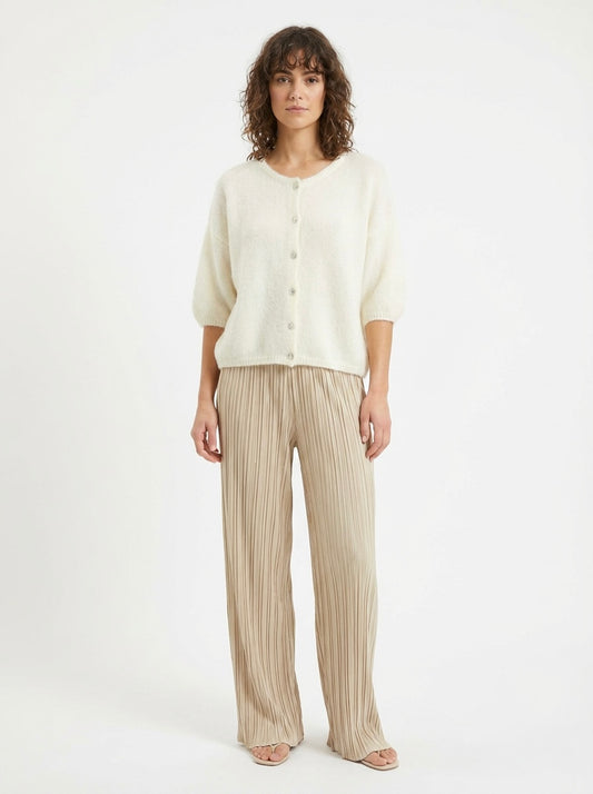 Wide Leg Plisse Trousers - One Size