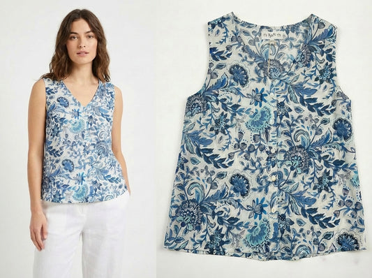 GOUBI: V-Neck Cotton Blouse