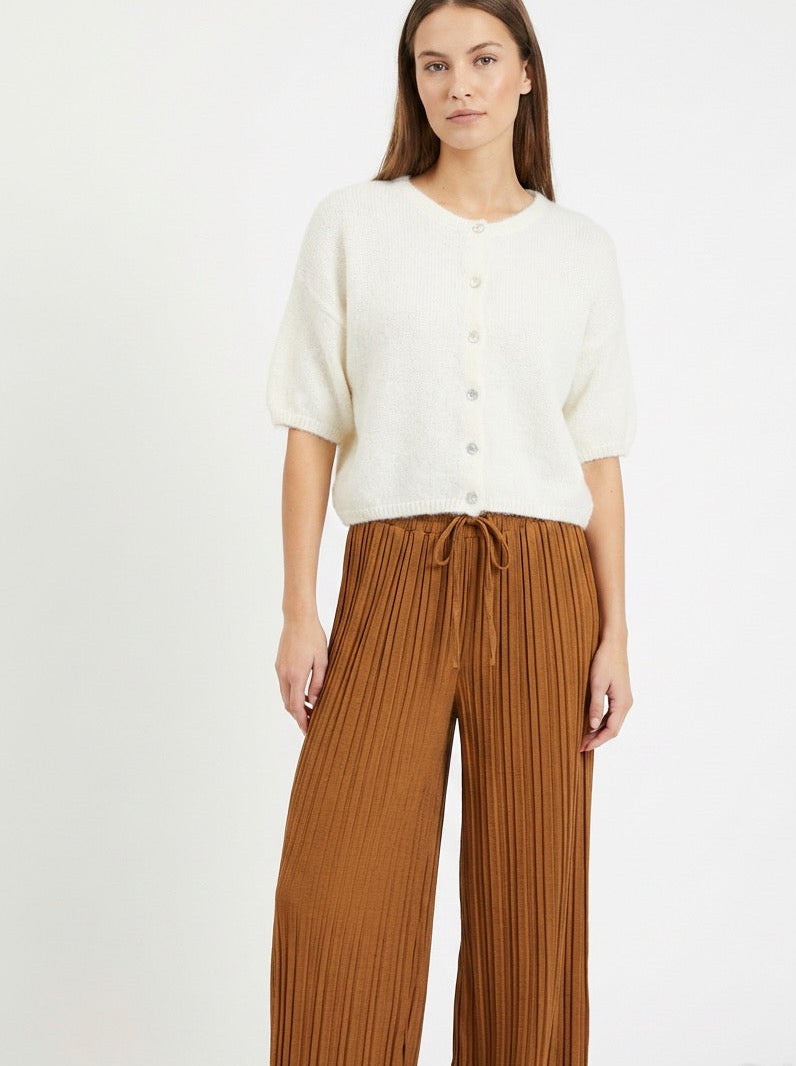 Wide Leg Plisse Trousers - One Size