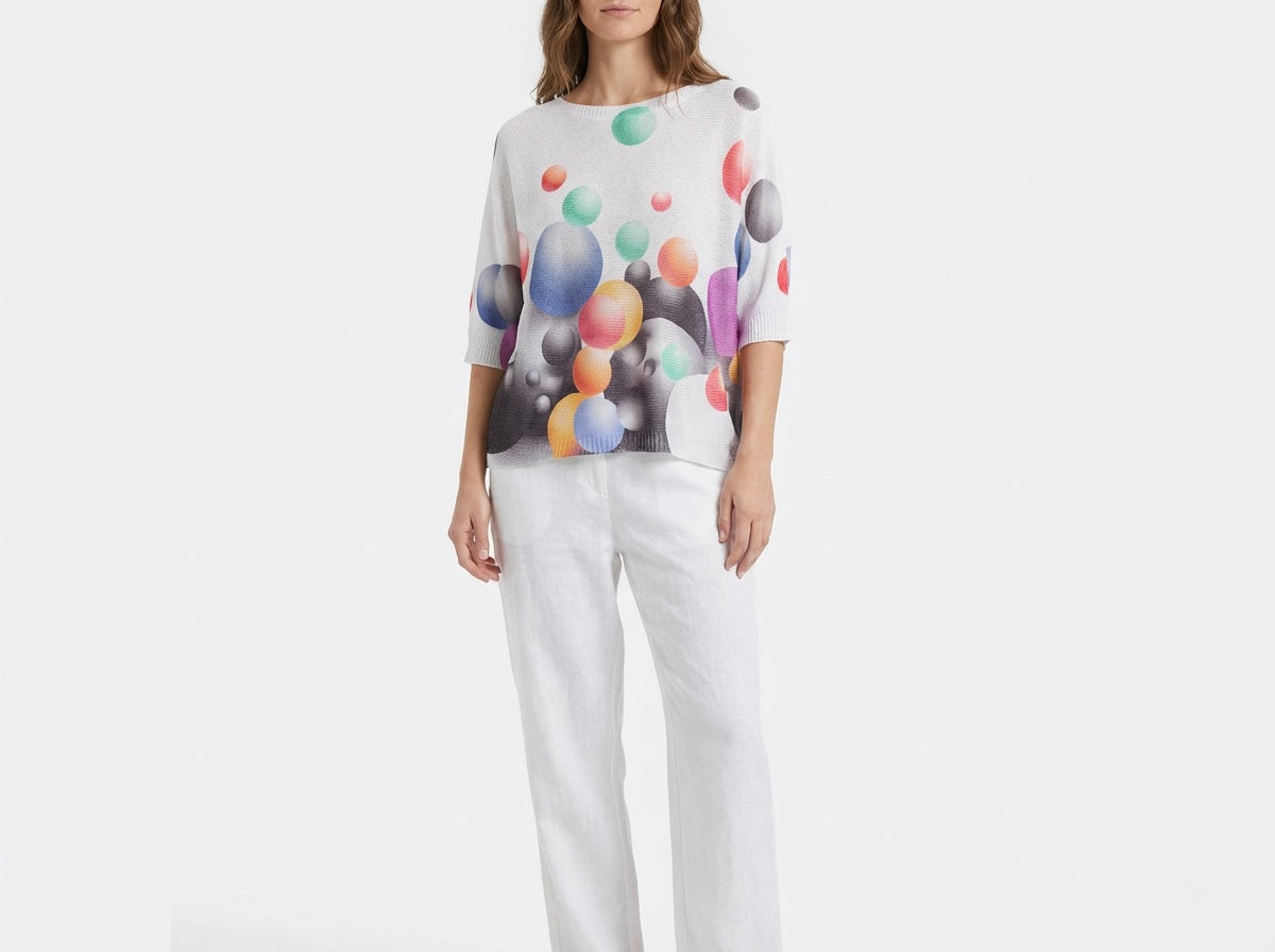 Italian Abstract Batwing Top One Size
