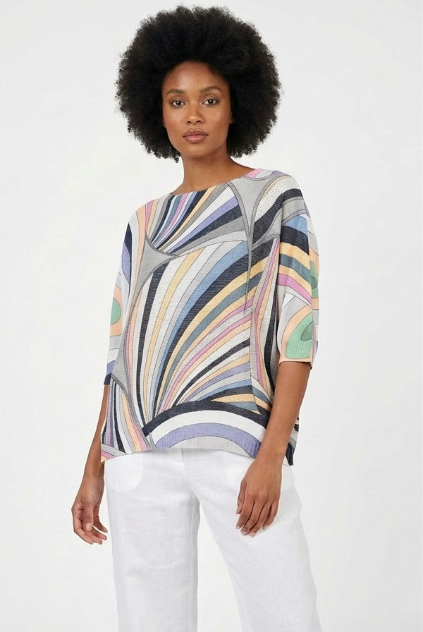 Italian Abstract Batwing Top One Size