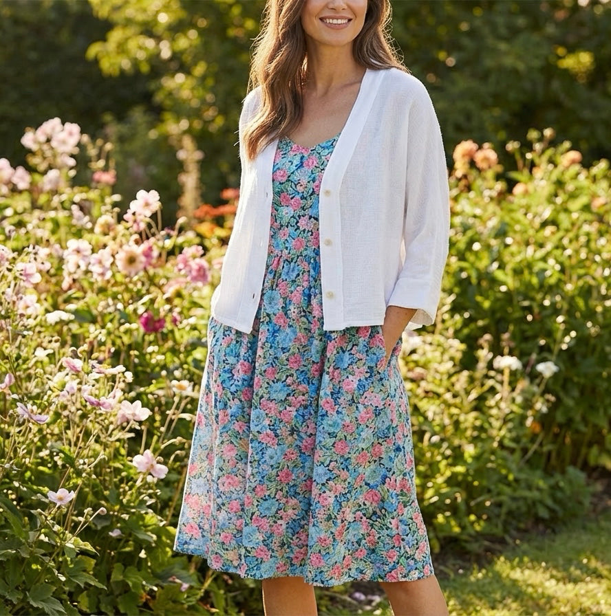 ITALIAN WASHED LINEN LONG SLEEVE CARDIGAN