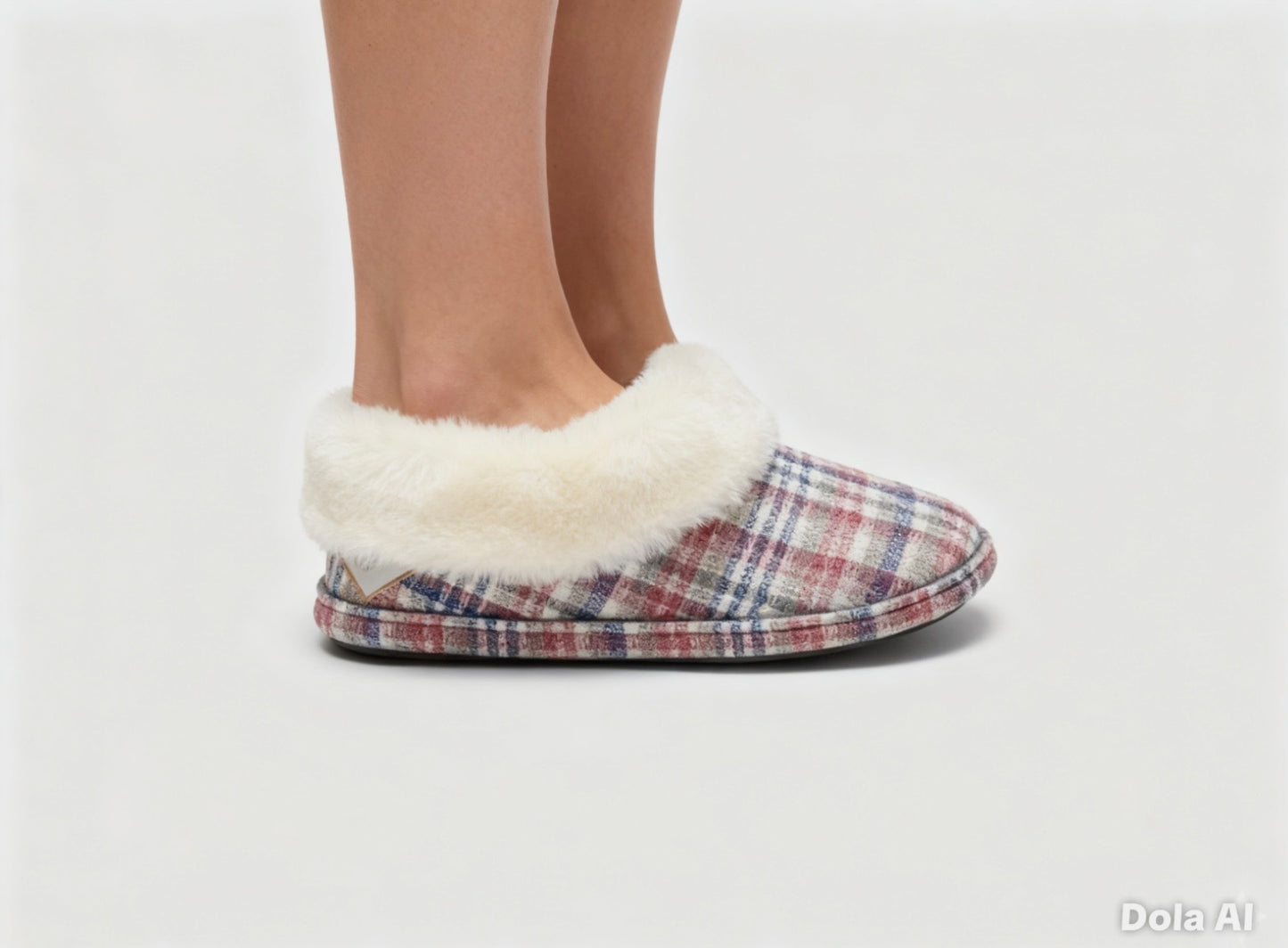 Joe&Joe Pink Tartan Ankle Bootee Slippers