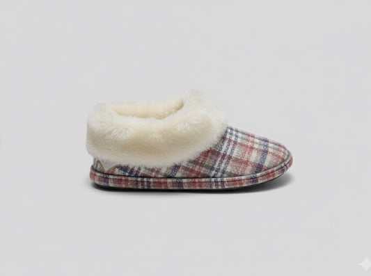 Joe&Joe Pink Tartan Ankle Bootee Slippers