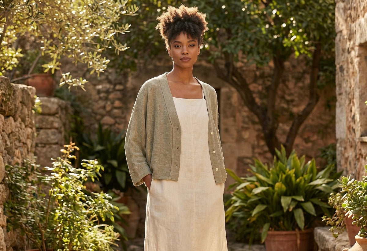 ITALIAN WASHED LINEN LONG SLEEVE CARDIGAN